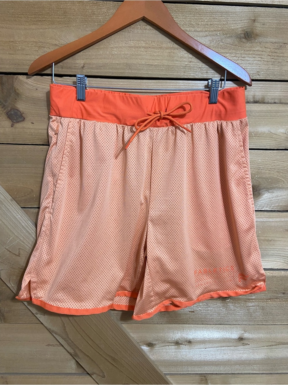 Fabletics Athletic Mesh Shorts in Coral Orange - Drawstring Waist